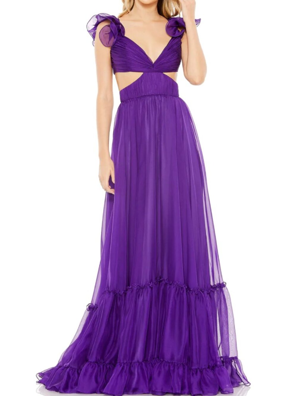 Mac Duggal Long Formal Chiffon Prom Dress Purple sz 2